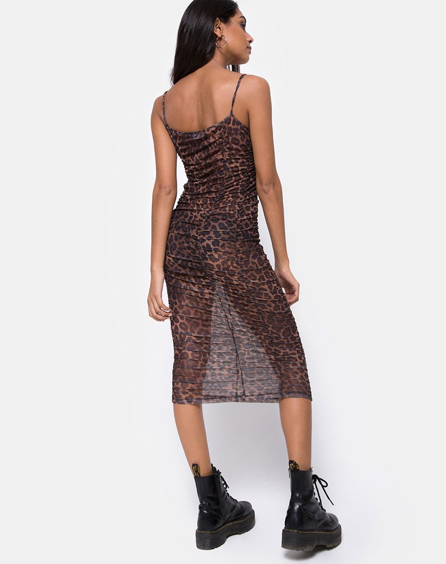 Vestido Mauna de malla leopardo