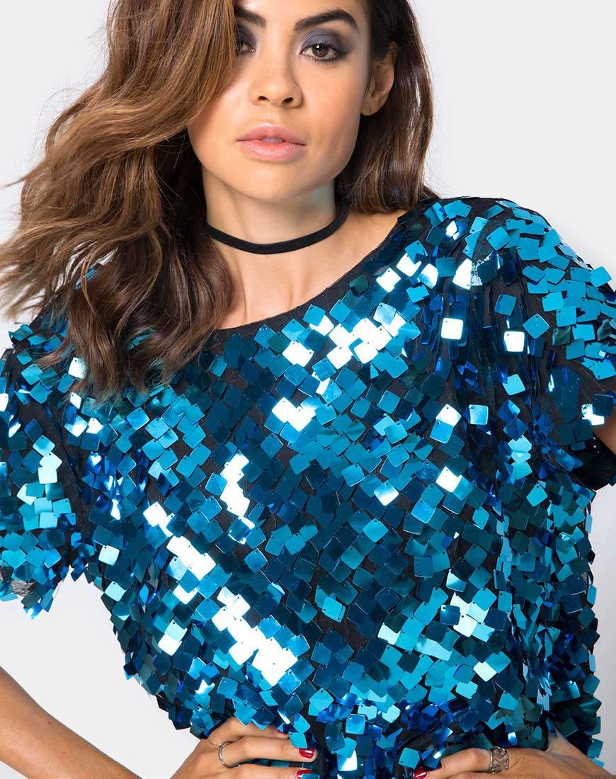 Imagen del vestido Mausi de lentejuelas cuadradas Teal