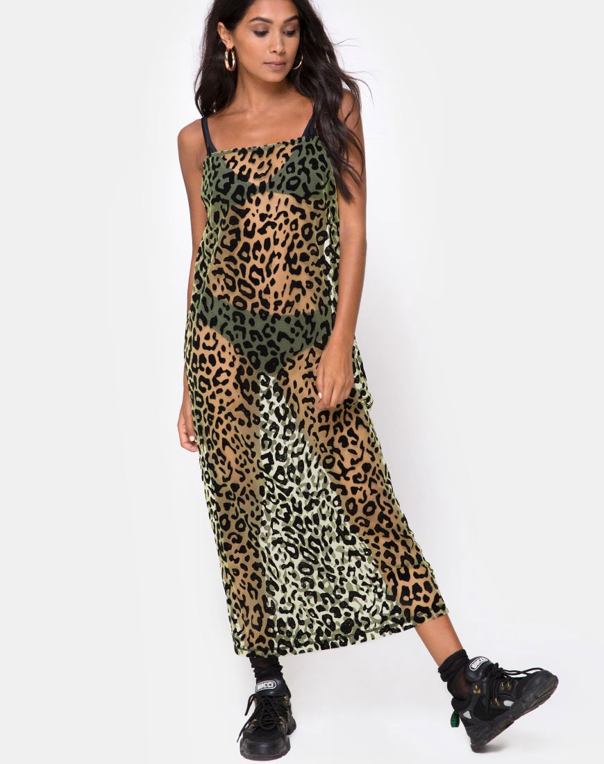Imagen de Maxine Maxi Dress in Lime Animal Flock