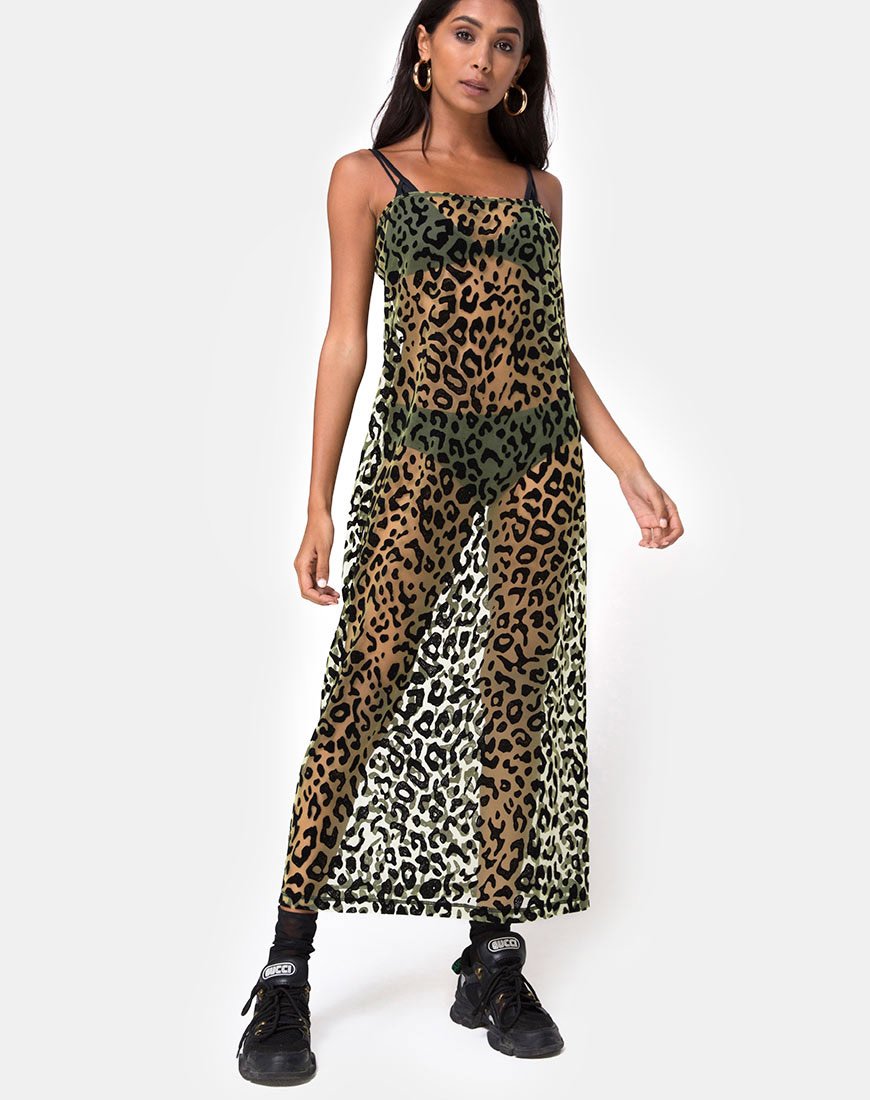 Imagen de Maxine Maxi Dress in Lime Animal Flock