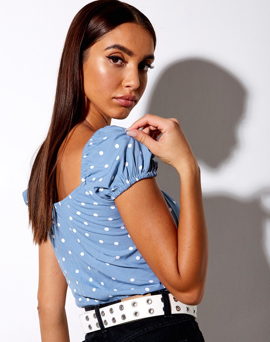 Imagen de Mazu Crop Top en Skater Polka Azul
