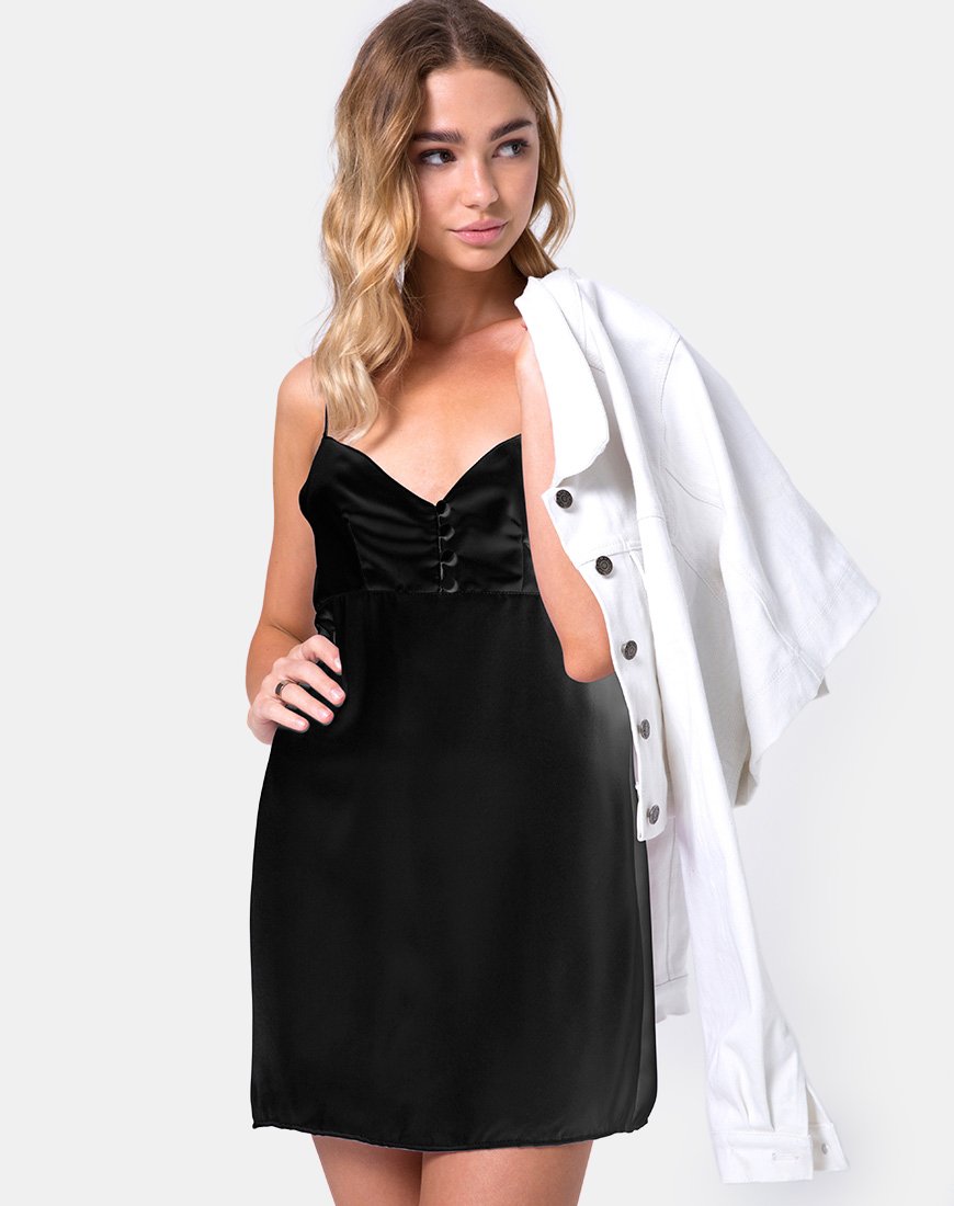 Medina Slip Dress in Satin Max Zara Negro