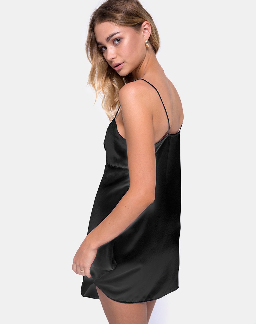 Medina Slip Dress in Satin Max Zara Negro