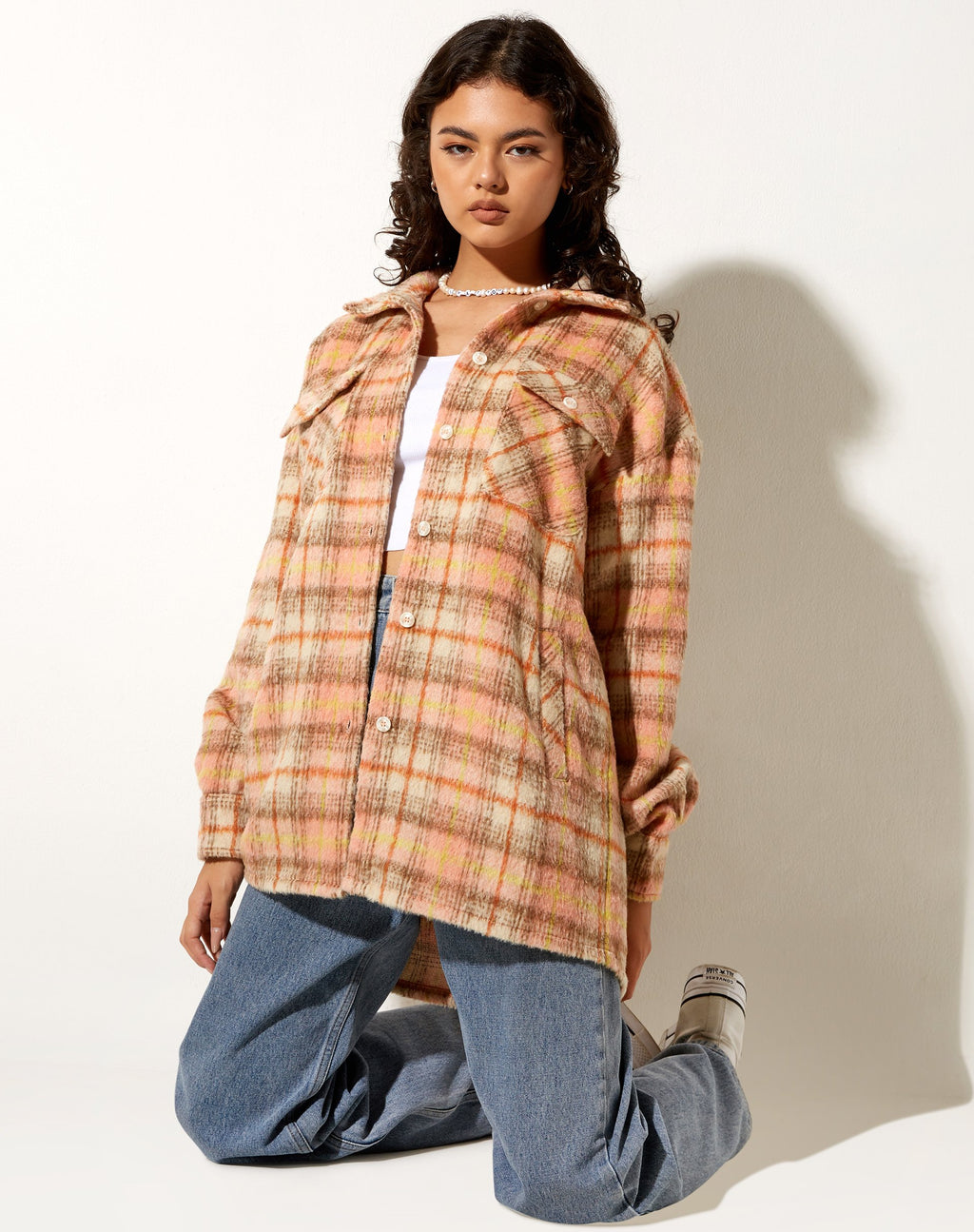 Camisa Medita en rosa y marrón