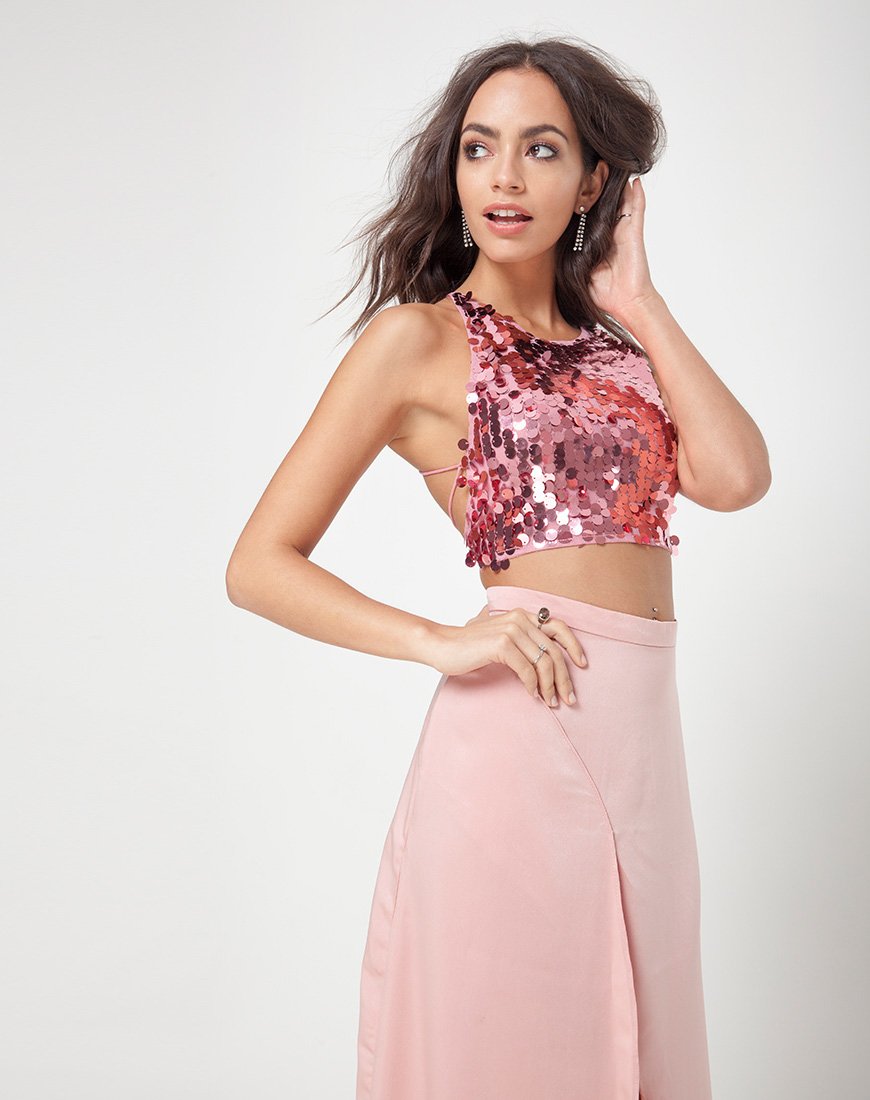 Imagen de Melanta Maxi Prom Skirt in Satin Blush
