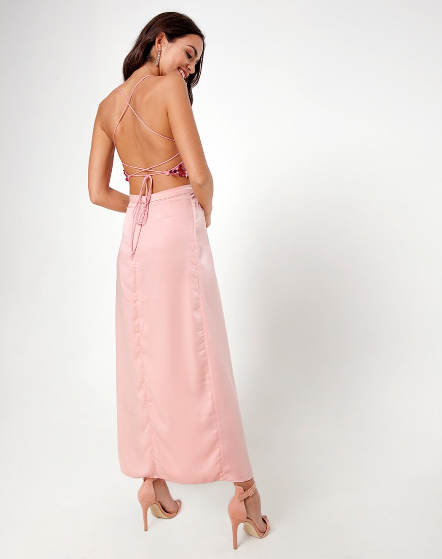 Melanta Maxi Falda de Fiesta en Satén Blush