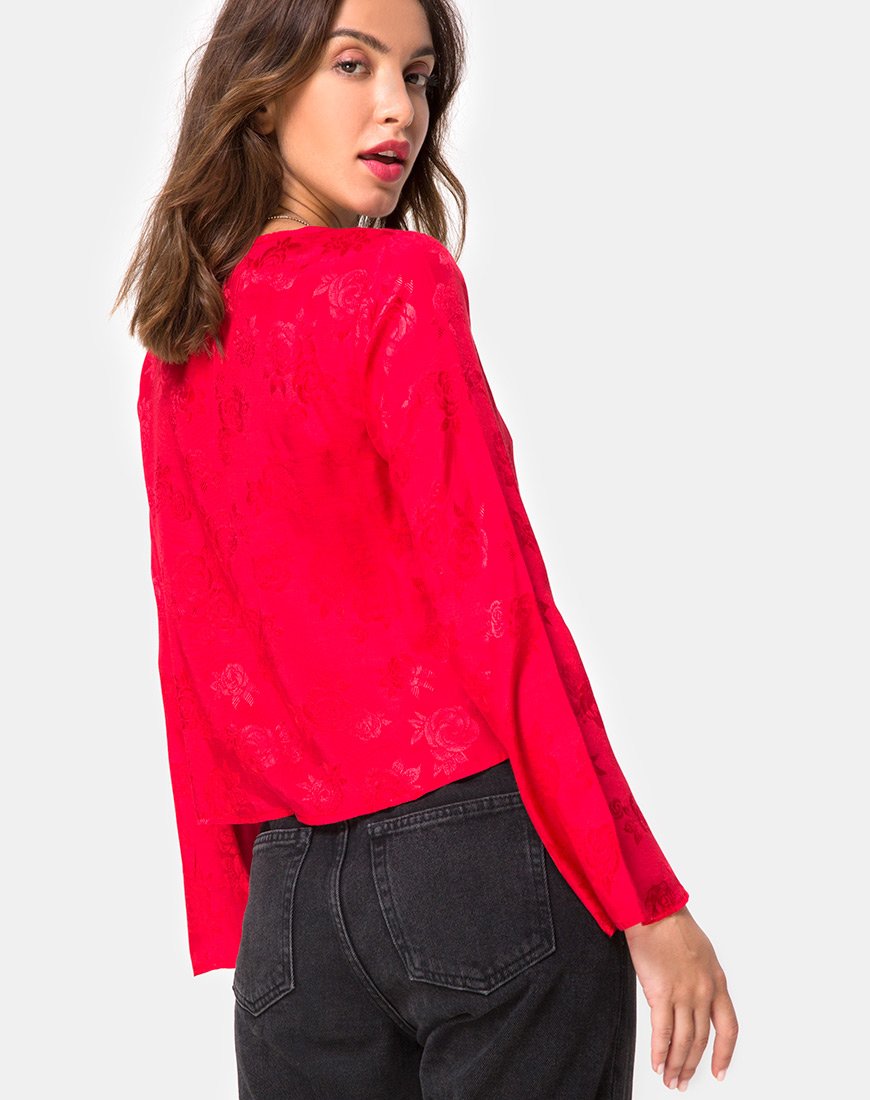 Blusa Mérida en satén rojo