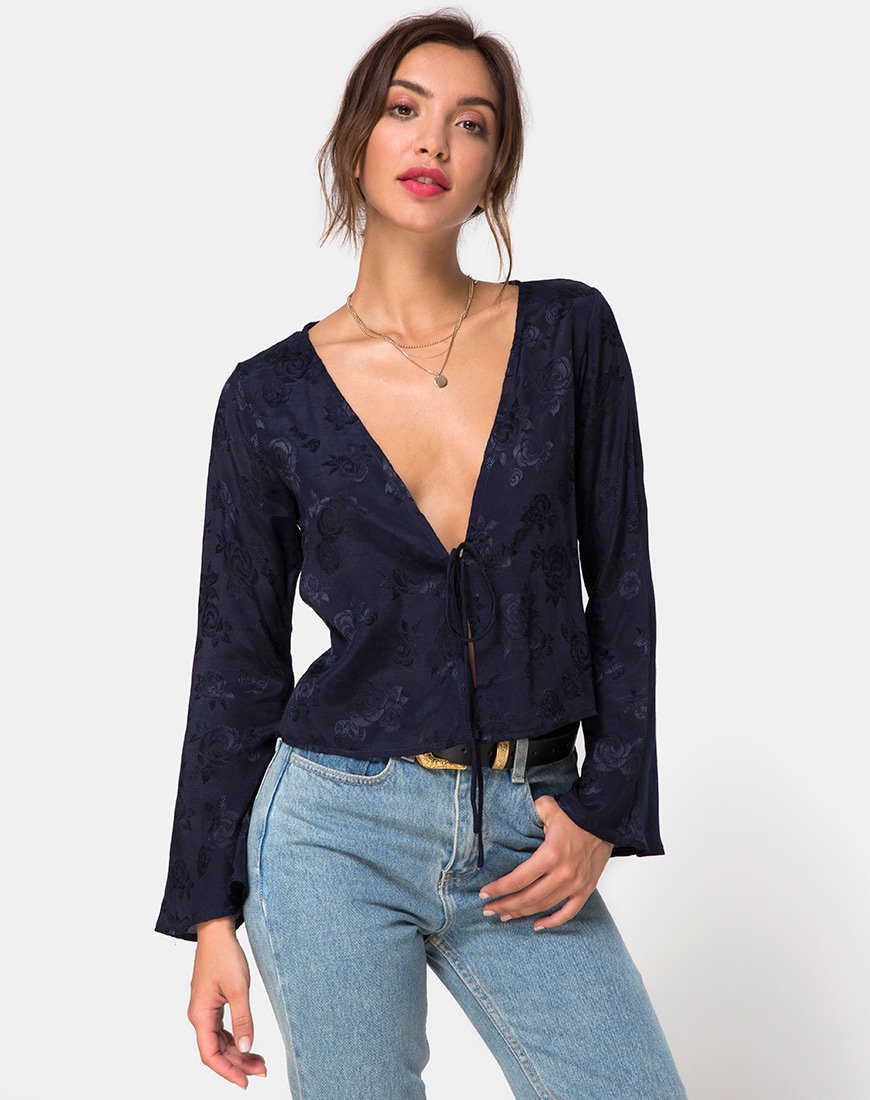 Blusa Mérida en satén rosa marino
