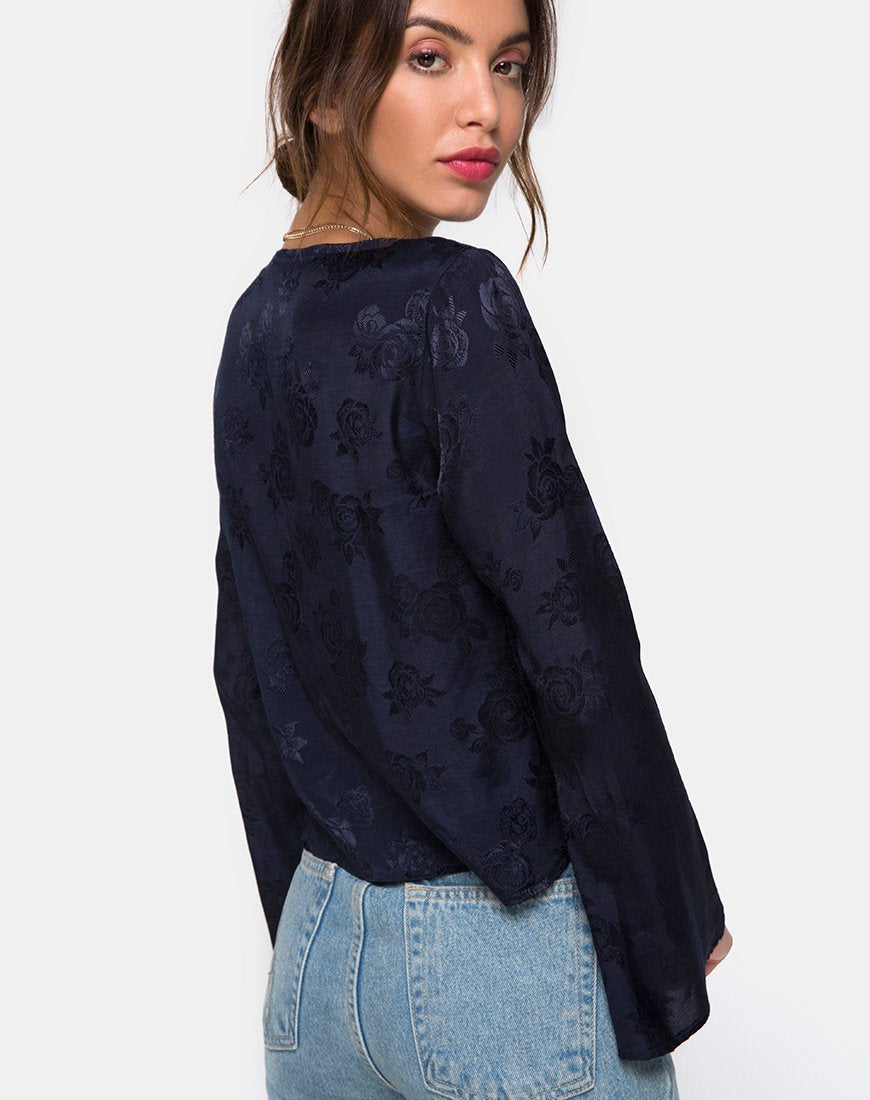 Blusa Mérida en satén rosa marino