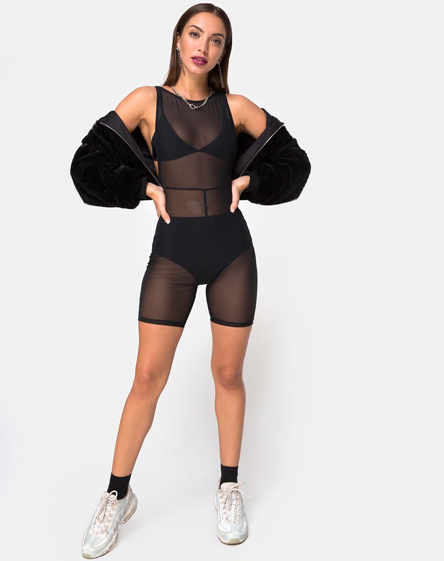Imagen de Acro Unitard en Mesh Negro