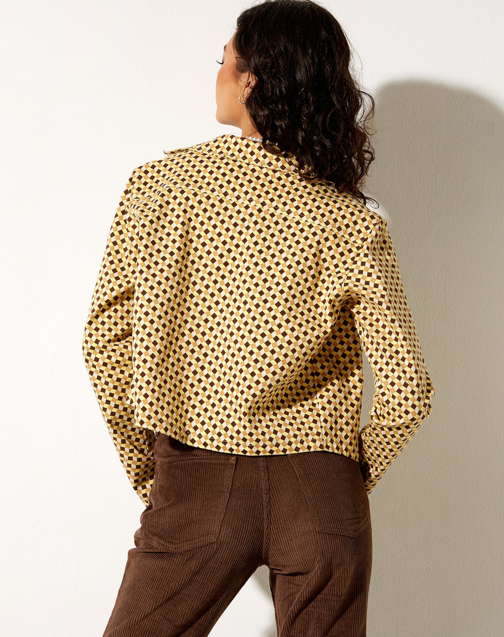 Chaqueta Mesha en amarillo cuadros ondulados