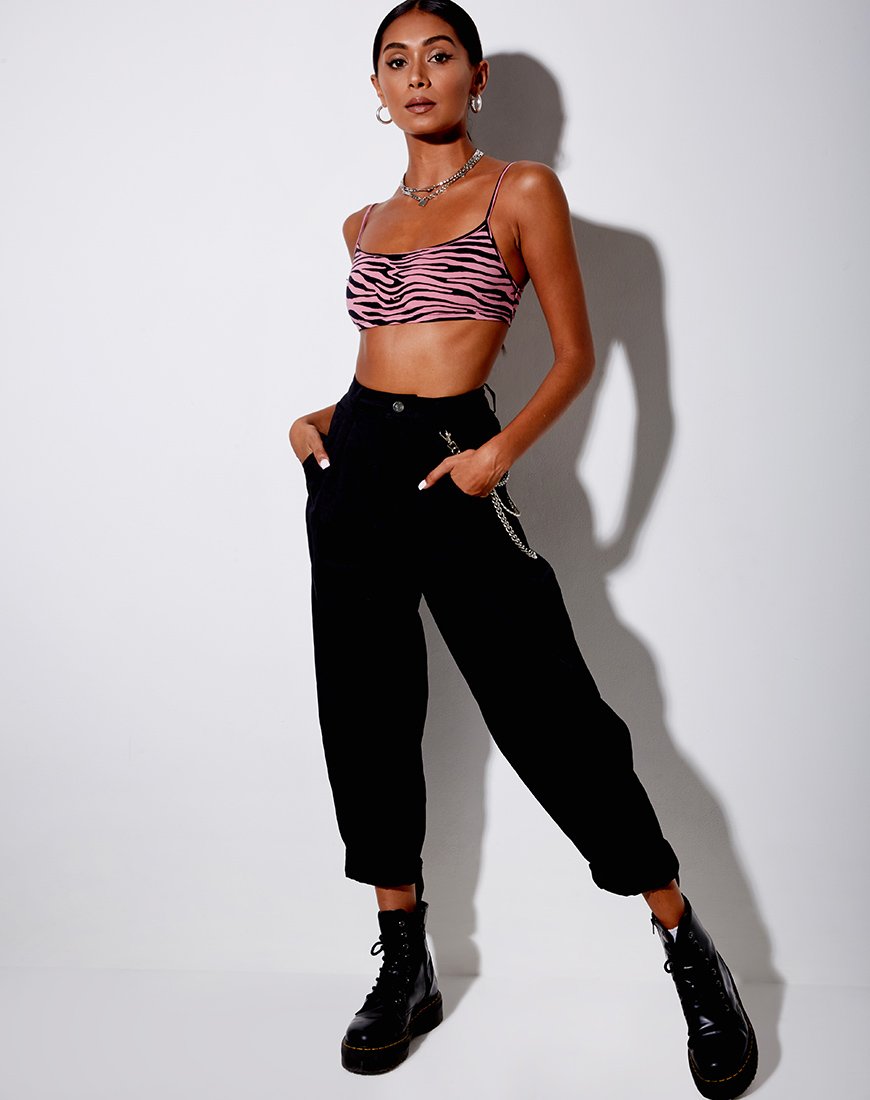 Imagen de Micro Crop Top con Cremalleras Rosa Cebra