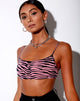 Imagen de Micro Crop Top con Cremalleras Rosa Cebra