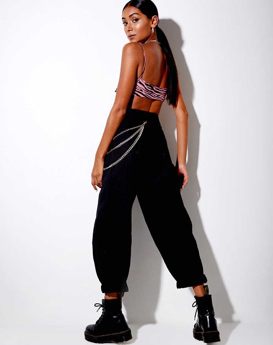 Imagen de Micro Crop Top con Cremalleras Rosa Cebra