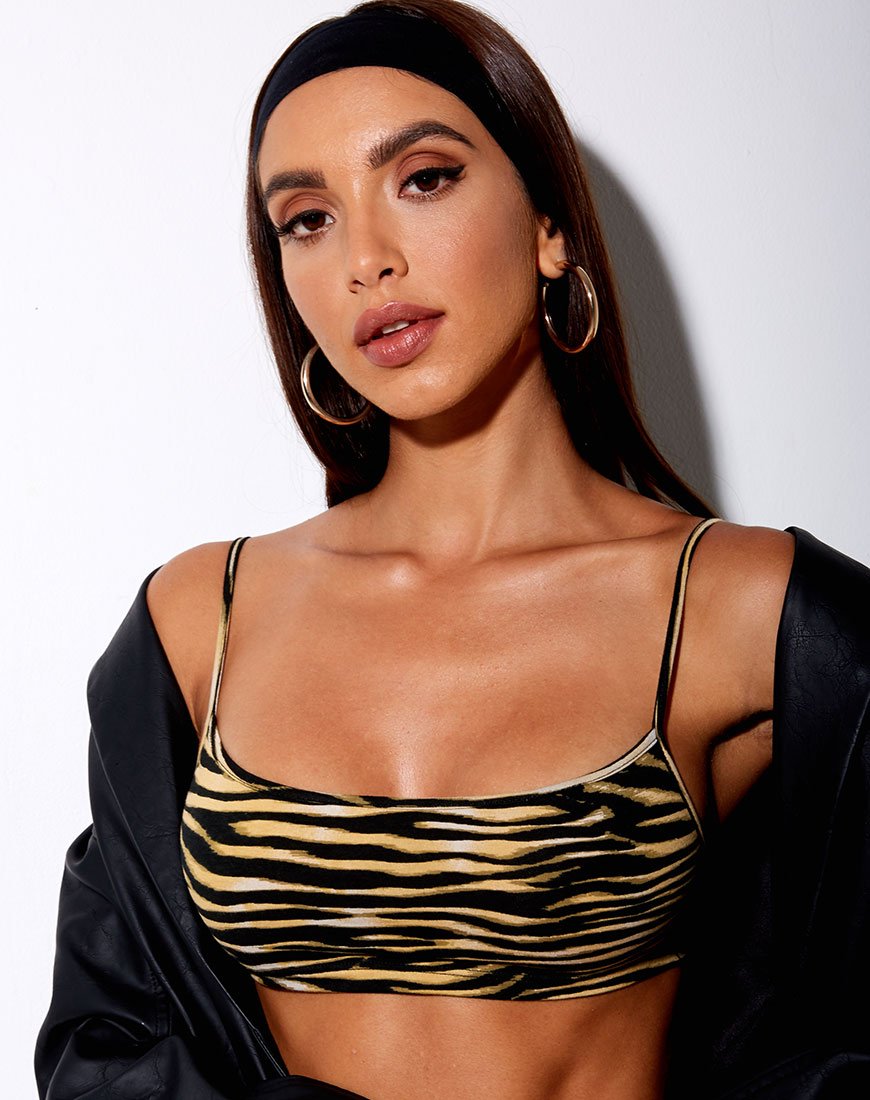 Micro Crop Top en Zip's Zebra Marrón