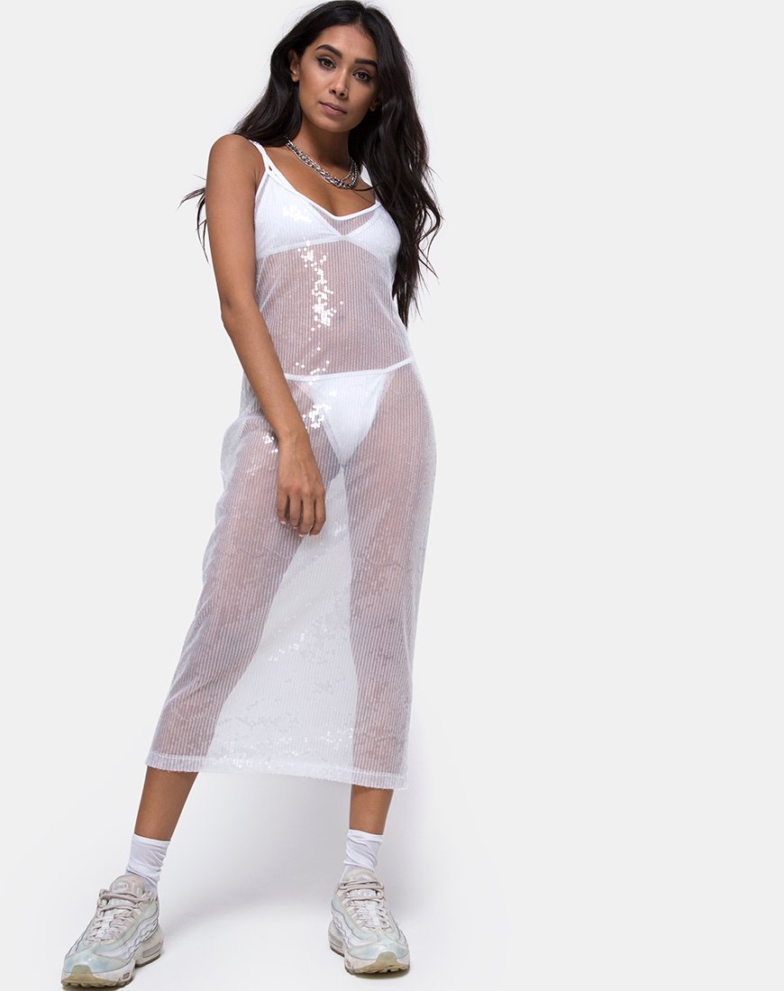 Vestido Midnight Sheer de lentejuelas transparentes