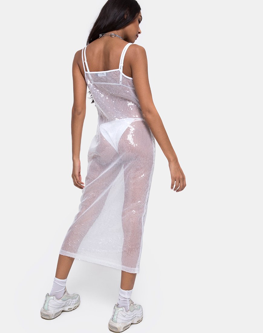 Vestido Midnight Sheer de lentejuelas transparentes