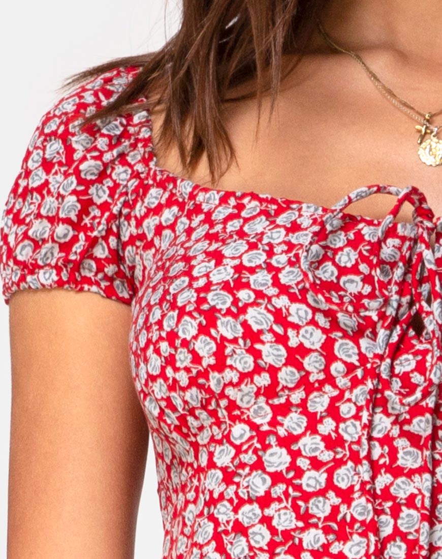 Imagen del vestido Milla en Ditsy Rose Red Silver