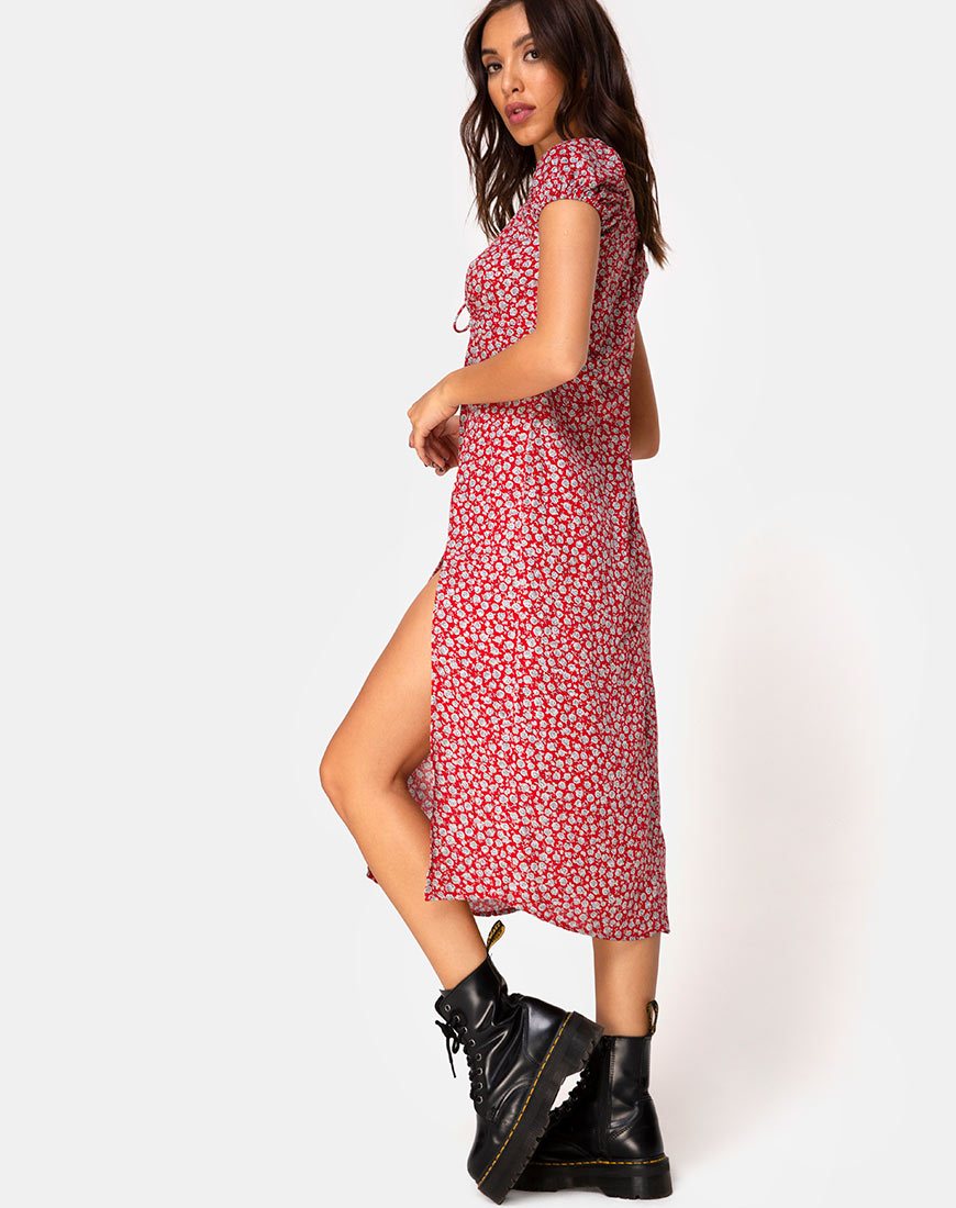 Imagen del vestido Milla en Ditsy Rose Red Silver