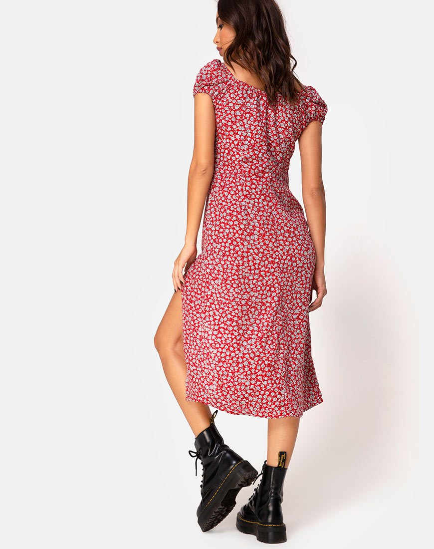 Imagen del vestido Milla en Ditsy Rose Red Silver