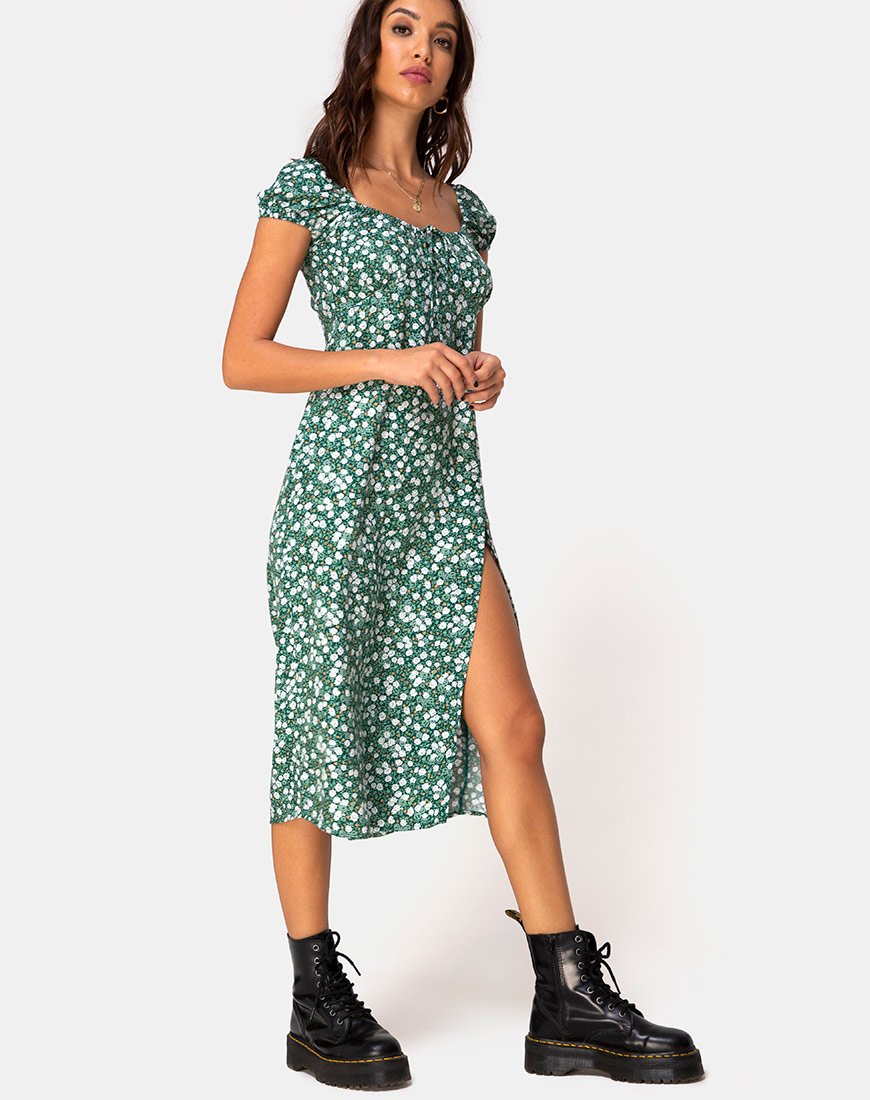 Vestido Milla en Floral Campo Verde