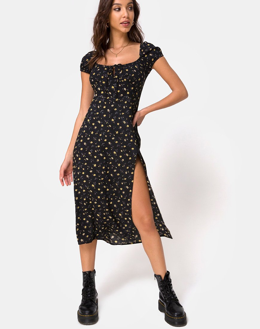 Imagen del vestido Milla Midi en Pretty Petal Negro