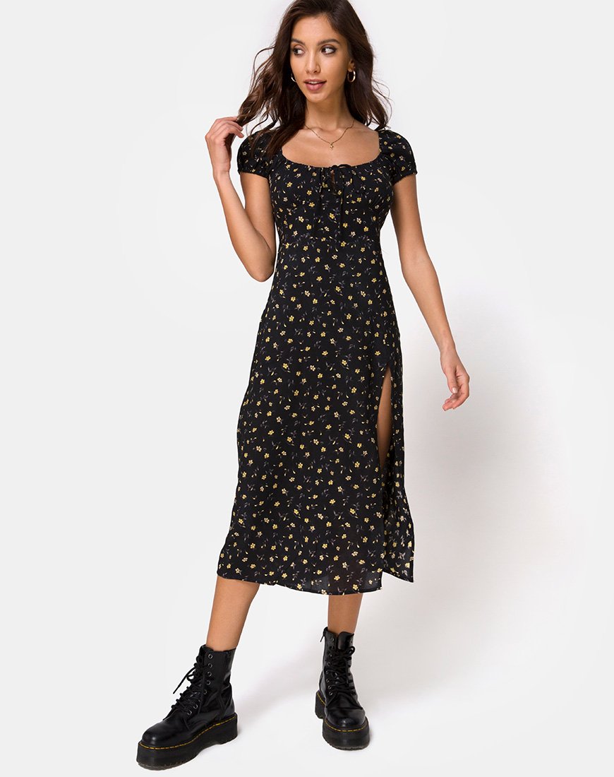 Imagen del vestido Milla Midi en Pretty Petal Negro