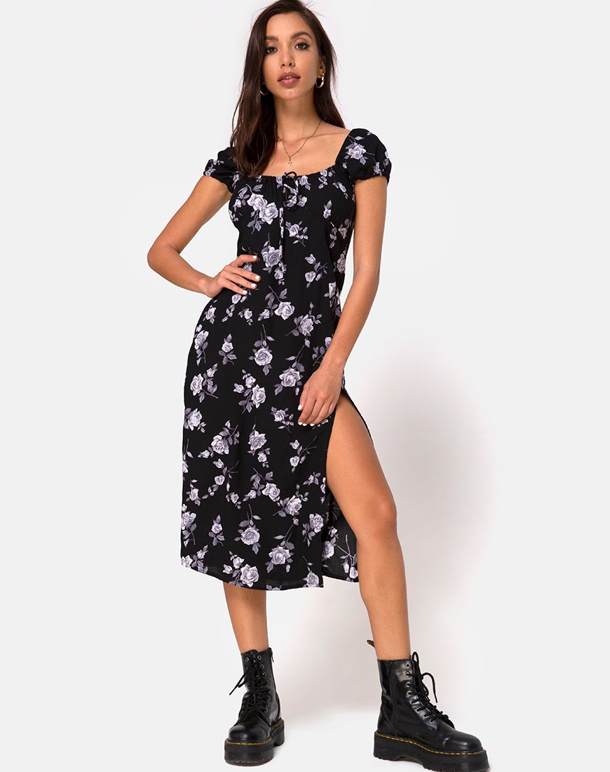 Imagen de Milla Vestido Midi en Blanco Rosa Negro