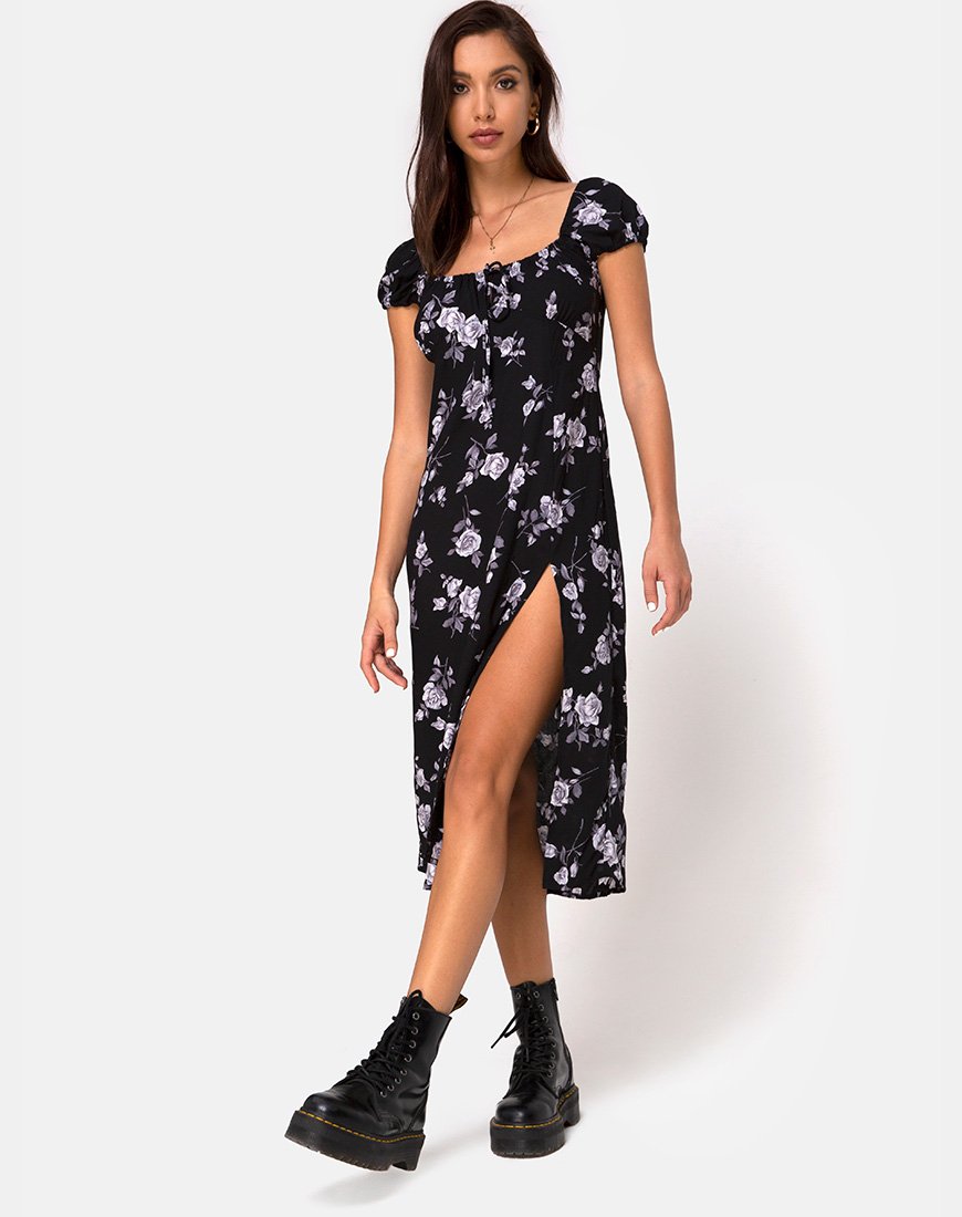 Imagen de Milla Vestido Midi en Blanco Rosa Negro