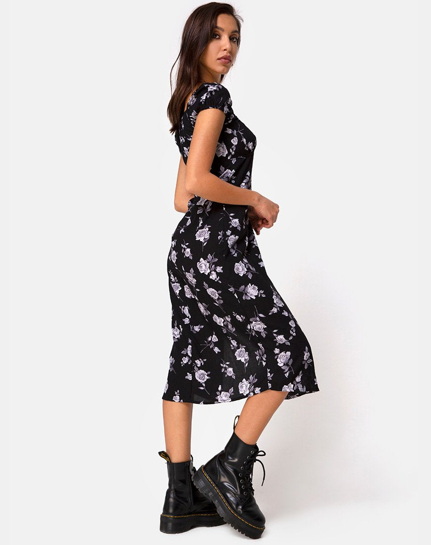 Imagen de Milla Vestido Midi en Blanco Rosa Negro