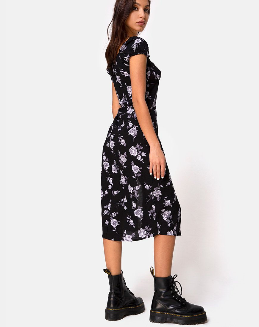 Imagen de Milla Vestido Midi en Blanco Rosa Negro