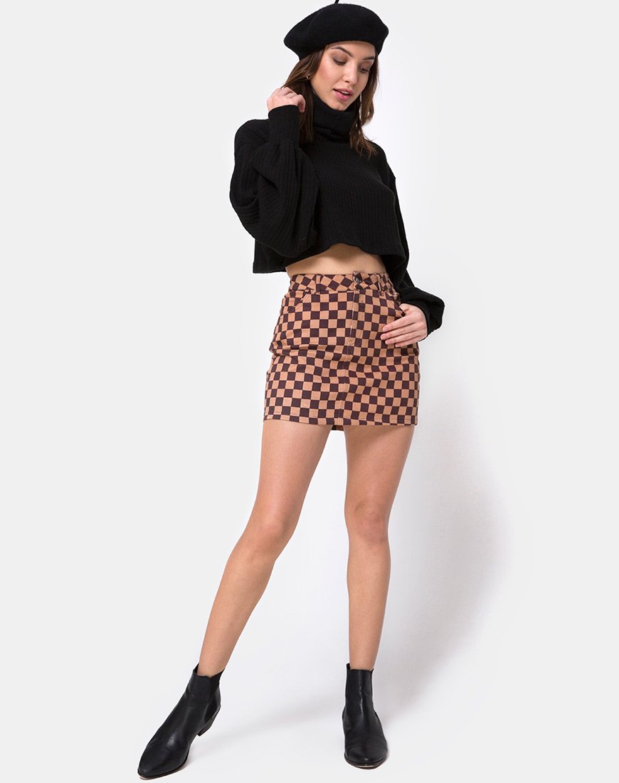 Imagen de minifalda broomy en damero Tan