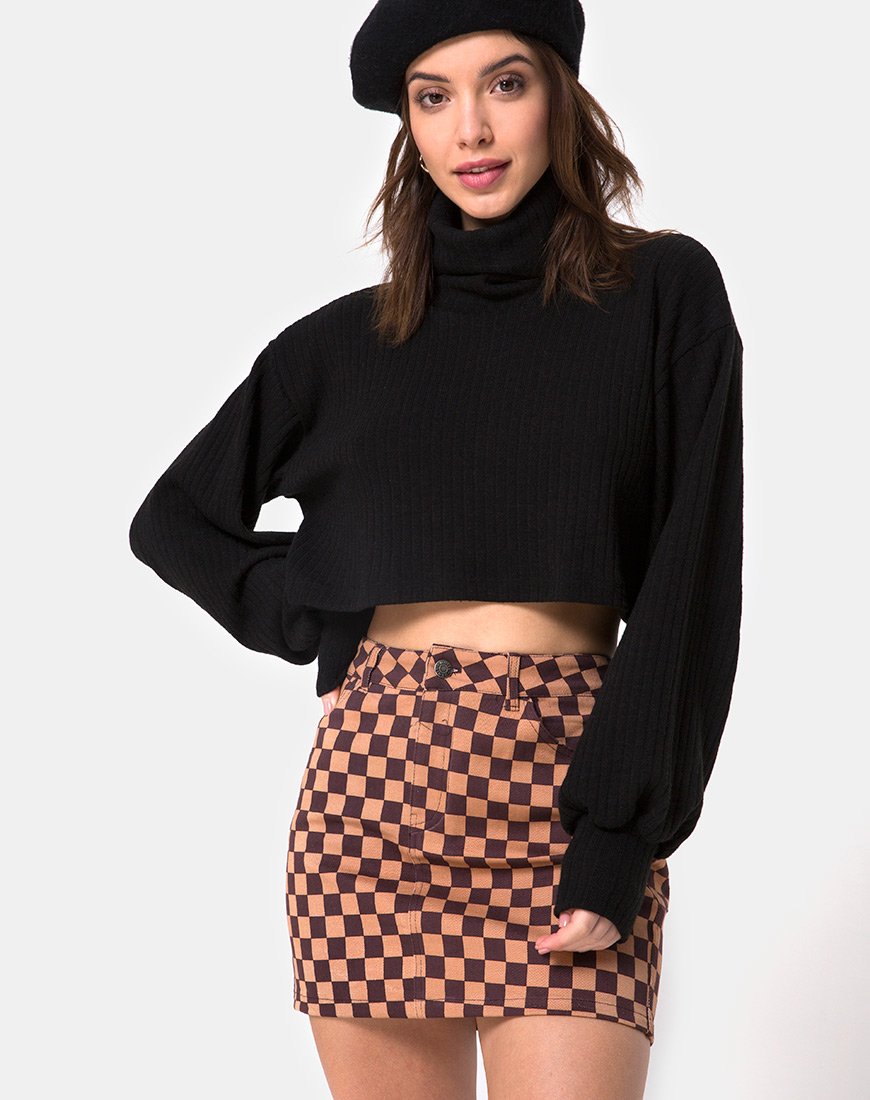 Minifalda broomy en damero color canela