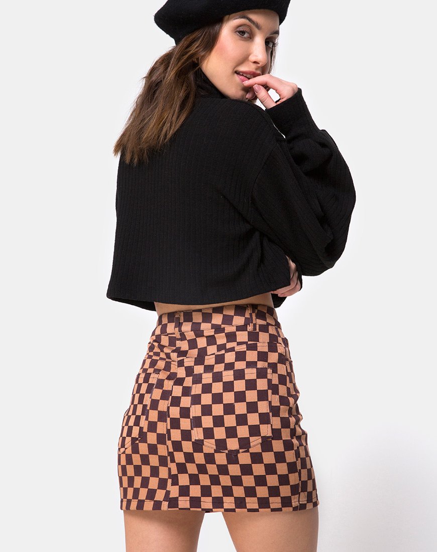 Minifalda broomy en damero color canela