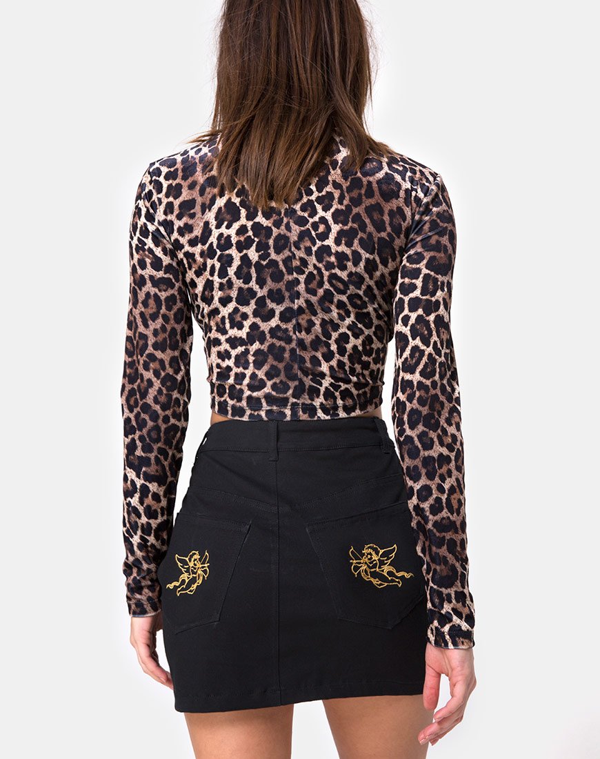 Imagen de la minifalda Broomy en negro con bordado de querubines