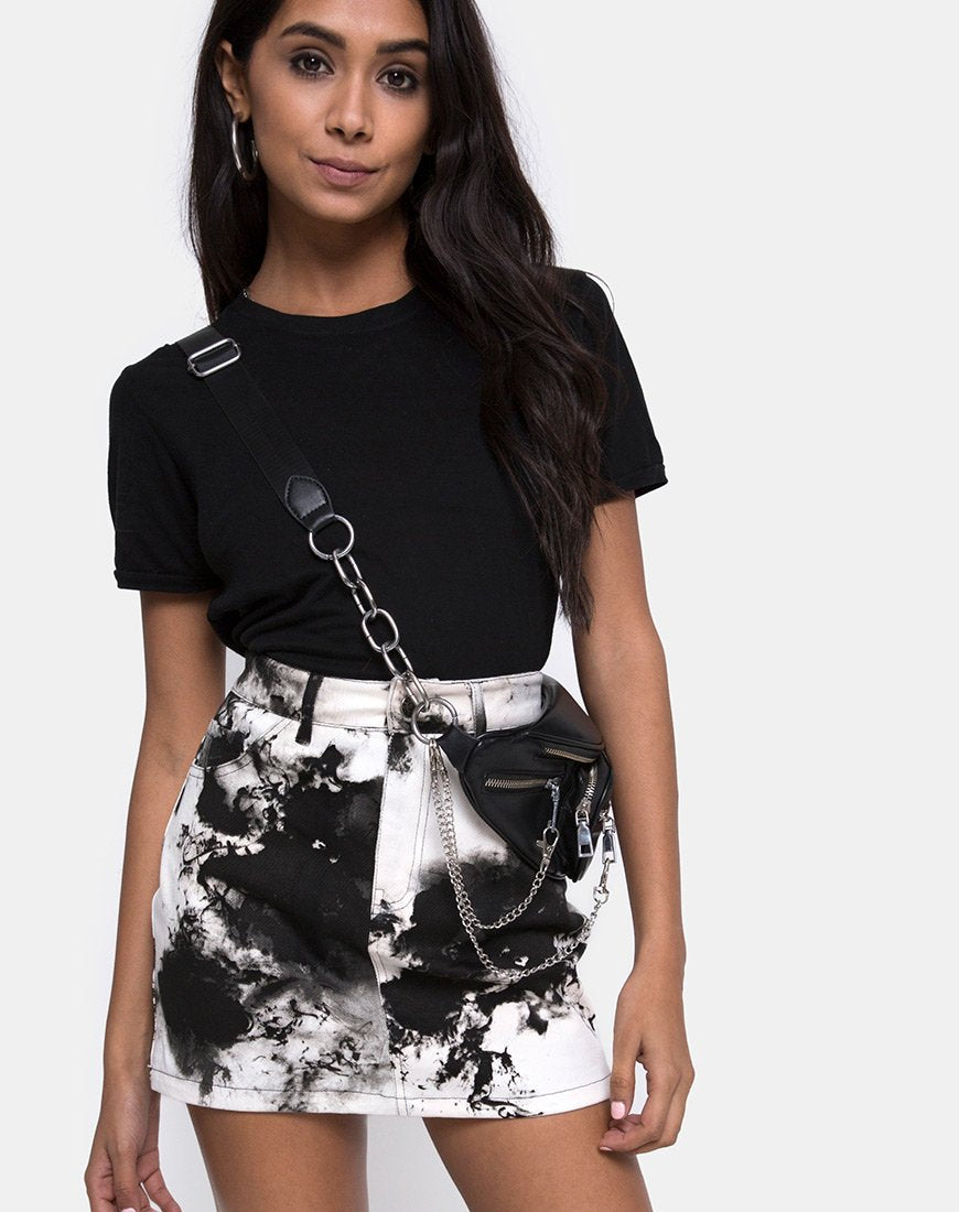 Imagen de Mini falda Broomy en Mono Tie Dye Blanco y Negro