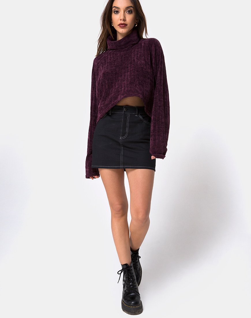 Imagen de la minifalda Broomy en negro con punto blanco