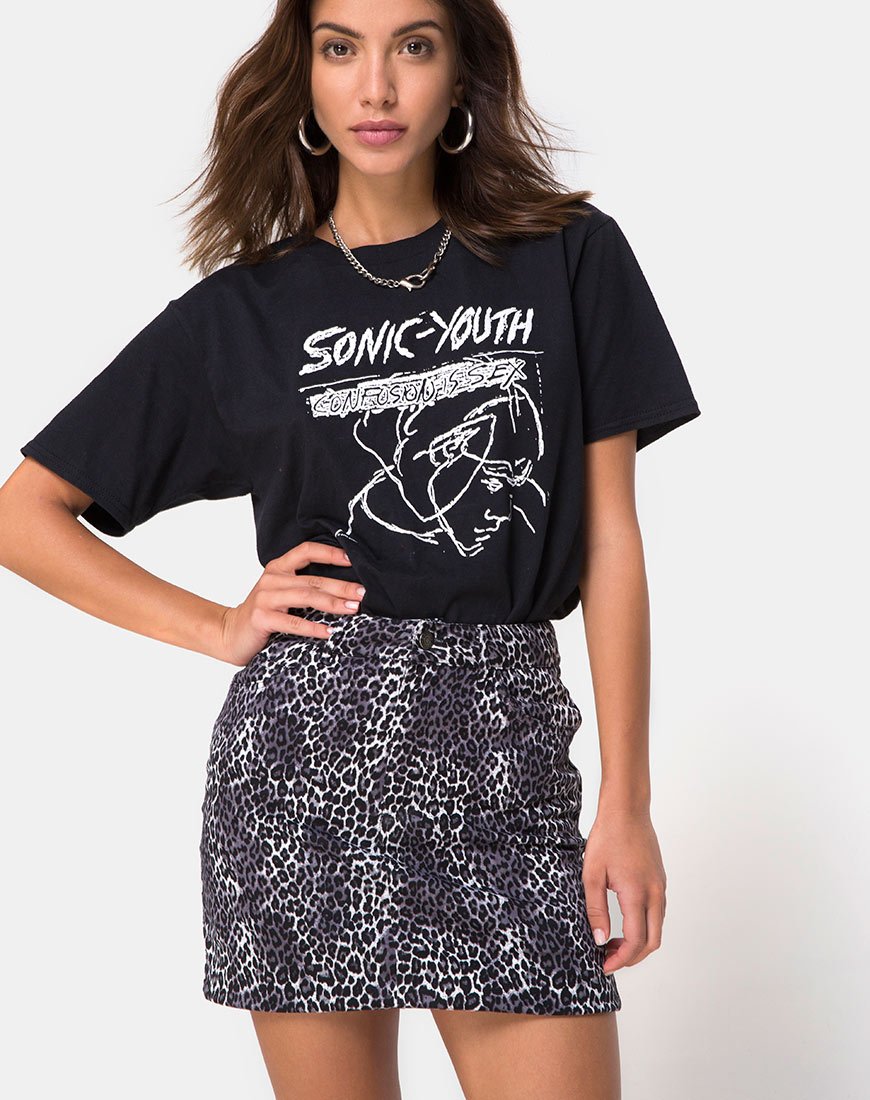 Imagen de Broomy Falda en Gris Rar Estampado Leopardo