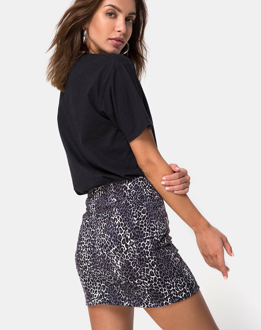 Falda Broomy en Gris Rar Estampado Leopardo