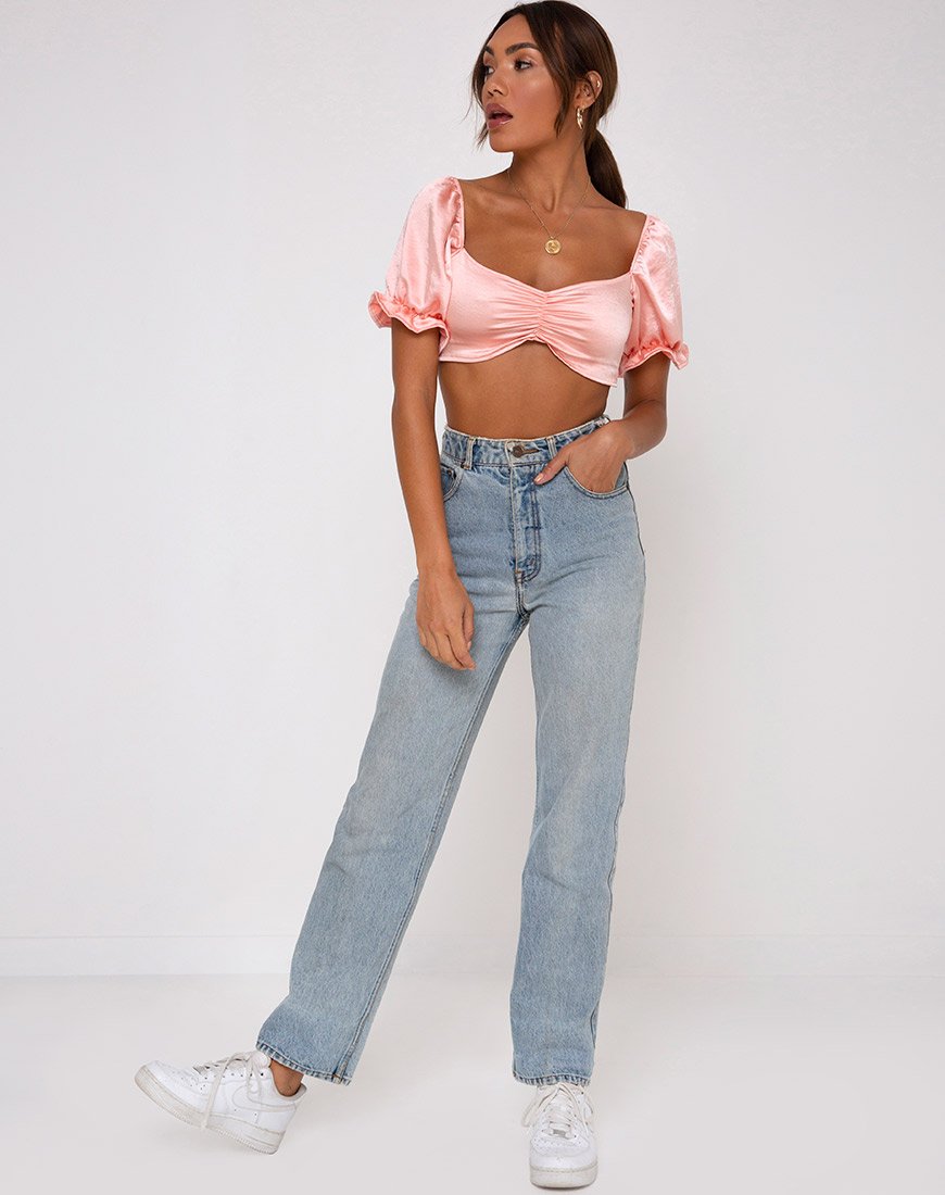 Imagen de Mirella Crop Top en Satén Melocotón