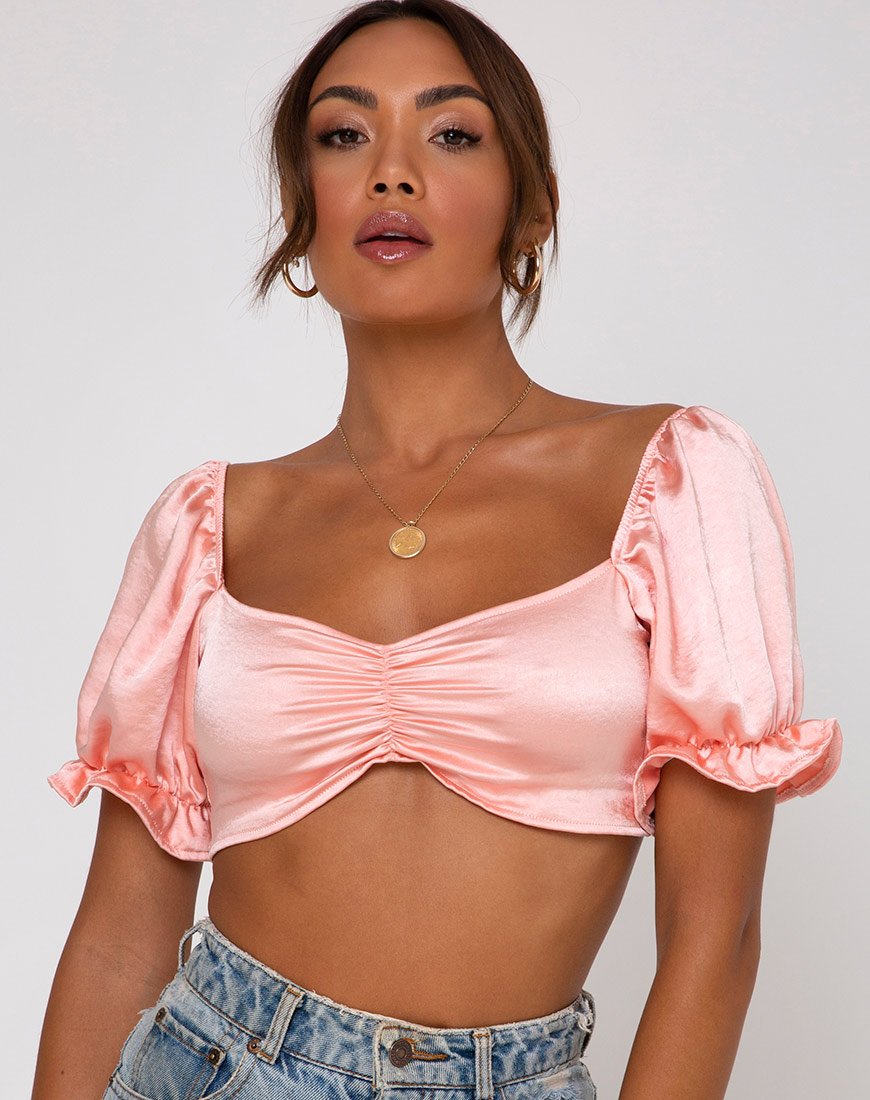 Imagen de Mirella Crop Top en Satén Melocotón