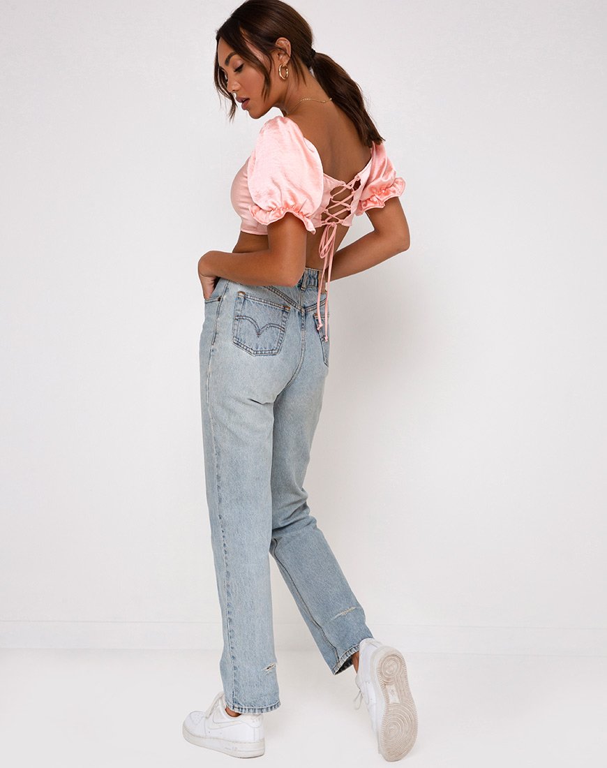 Imagen de Mirella Crop Top en Satén Melocotón