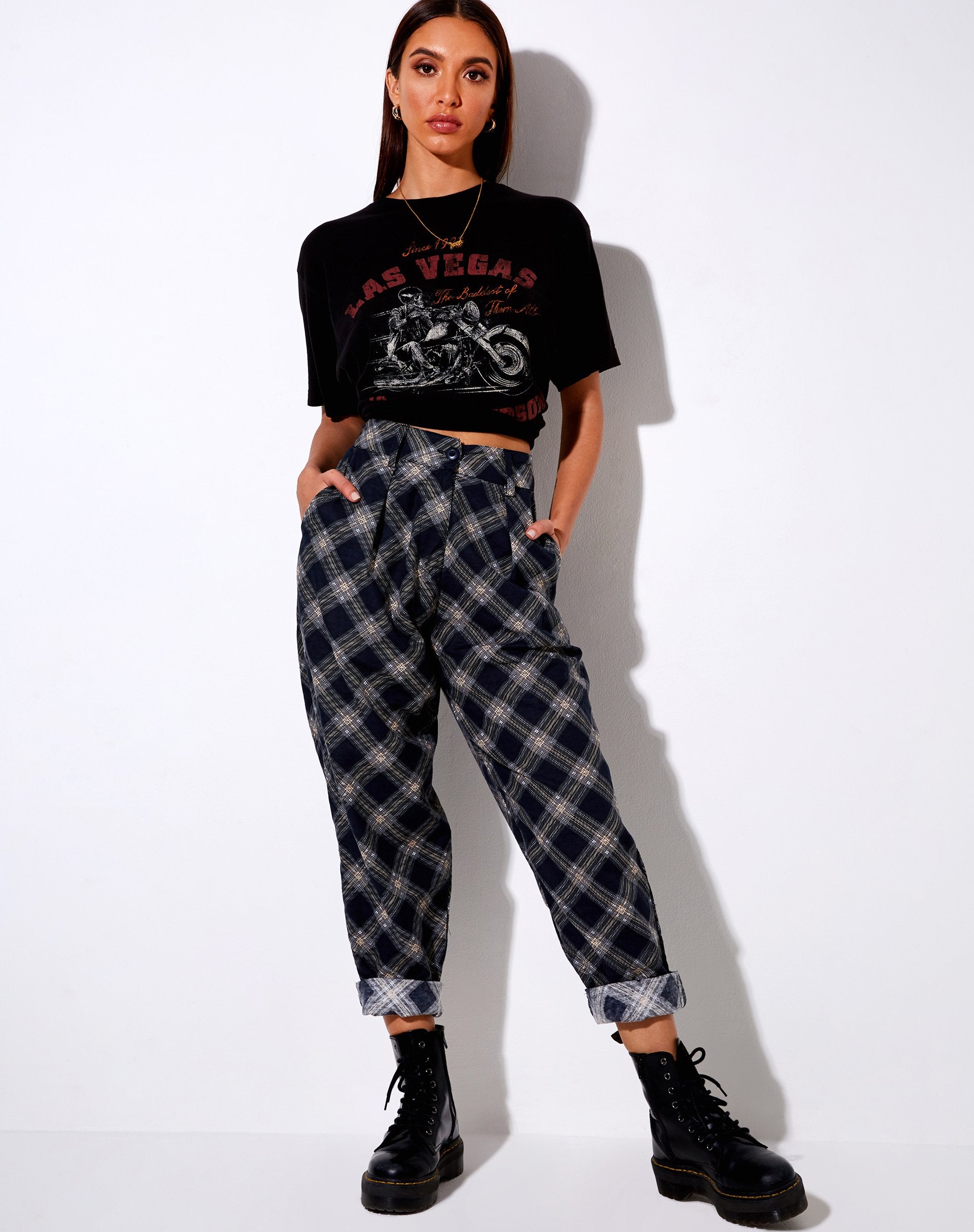 Imagen de Misca Pantalones a cuadros años 20 Negro y Gris