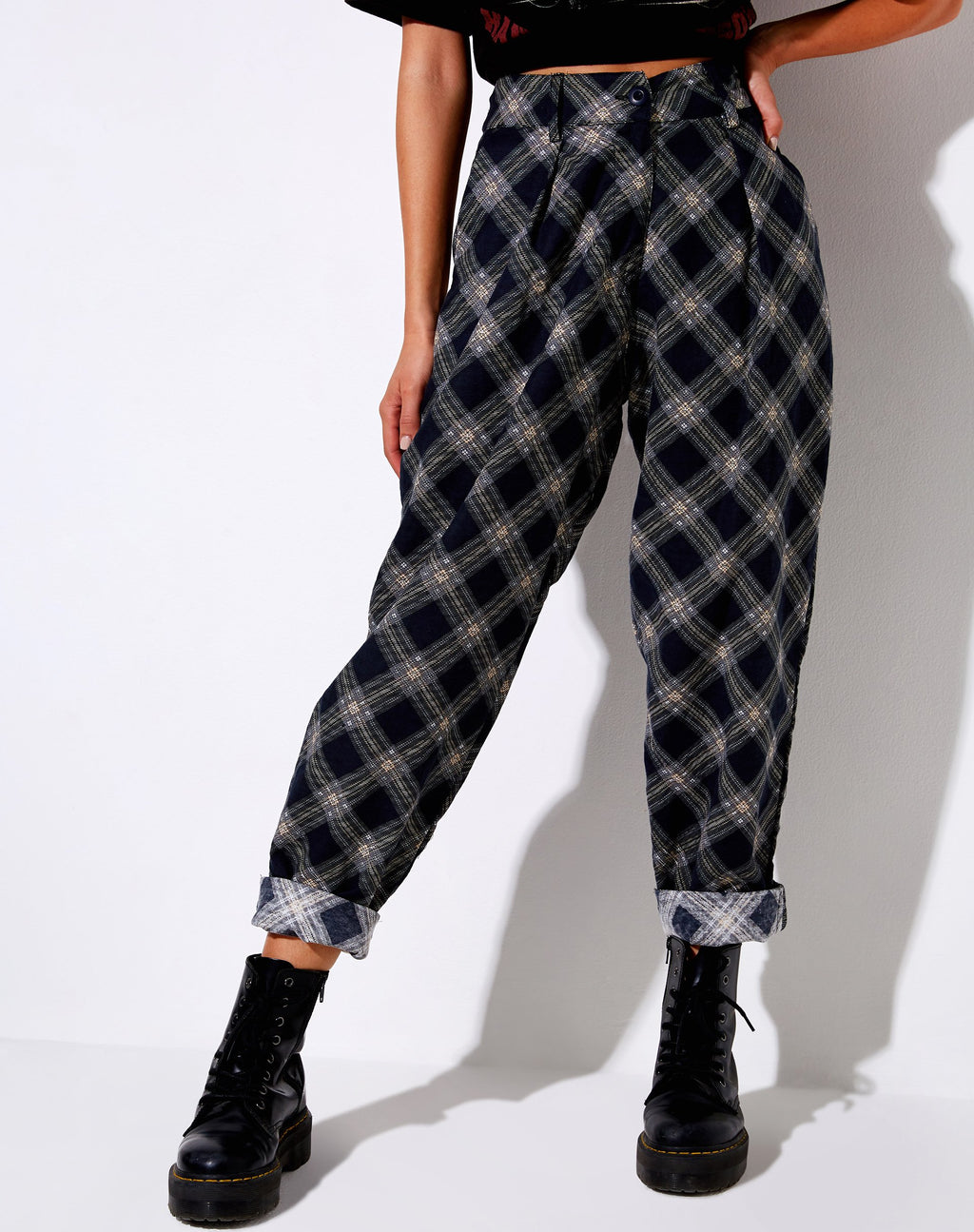 Pantalón Misca en cuadros de los años 20 negro y gris