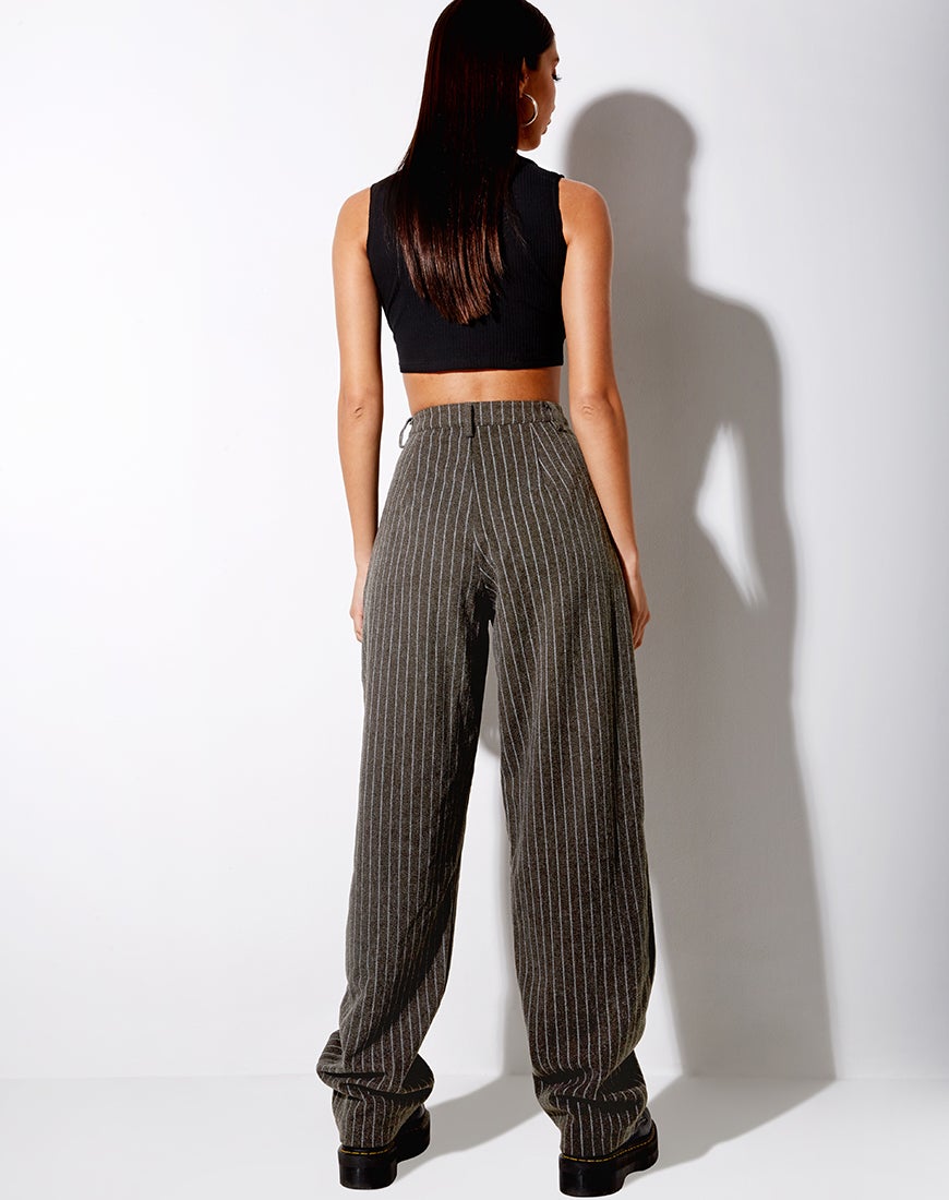 Imagen de Misha Pantalones anchos a rayas marrones
