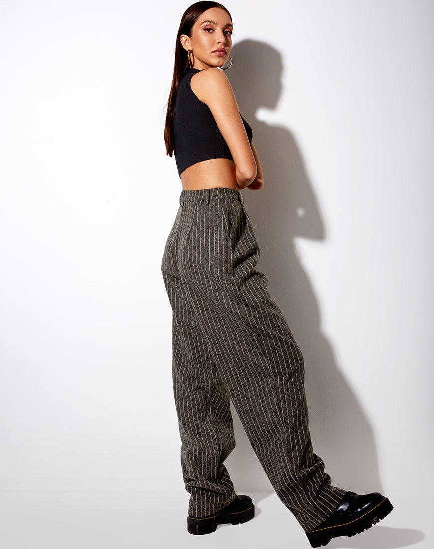 Imagen de Misha Pantalones anchos a rayas marrones