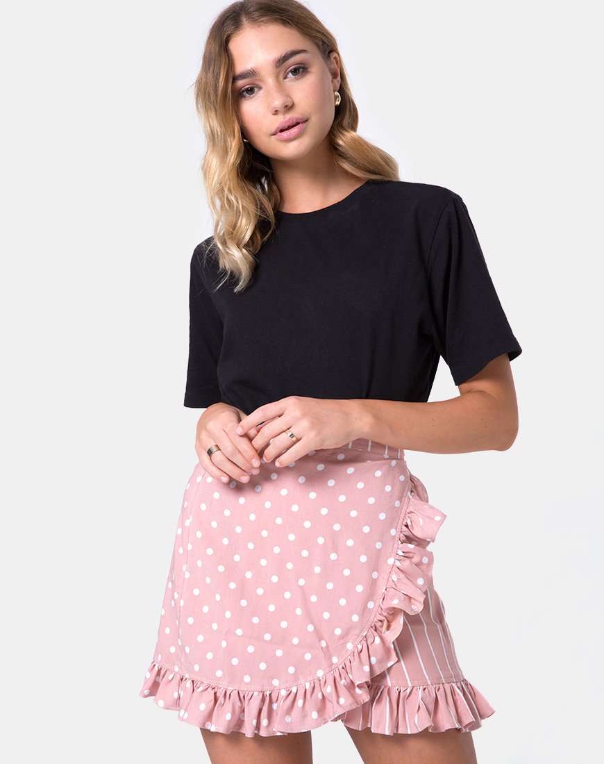 Minifalda Miza en Spot Stripe Rosa y Blanco