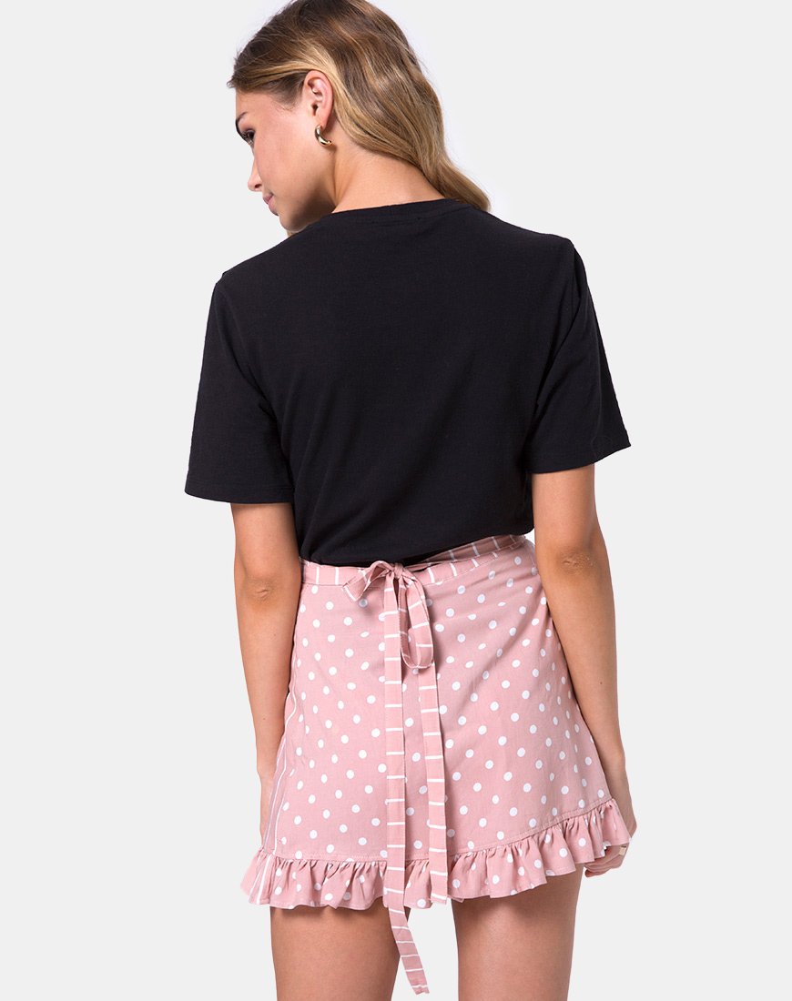 Minifalda Miza en Spot Stripe Rosa y Blanco