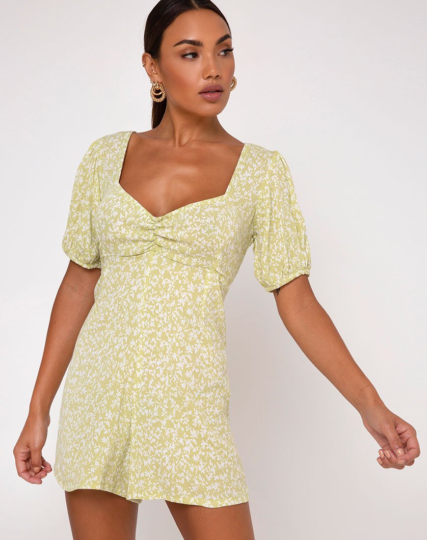 Monali Playsuit en espuma de menta Botanic Crinkle
