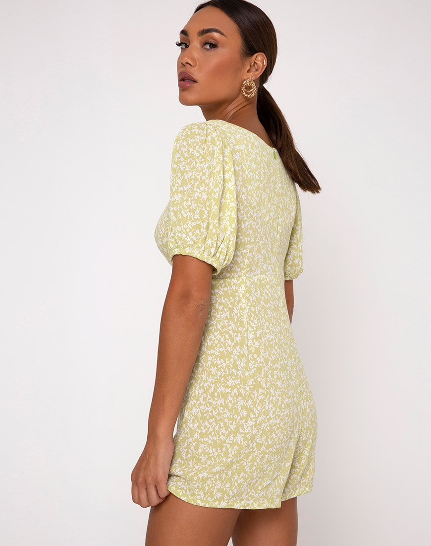 Monali Playsuit en espuma de menta Botanic Crinkle